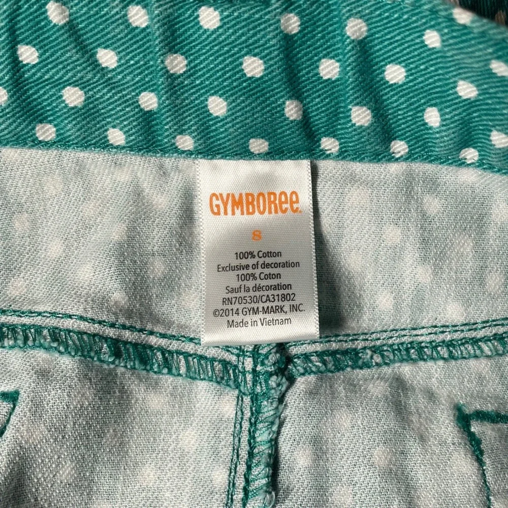 Gymboree Girls Cotton Teal Green Polka‎ Dot Denim Mini Skirt Sz 8 Twee Indie Kid